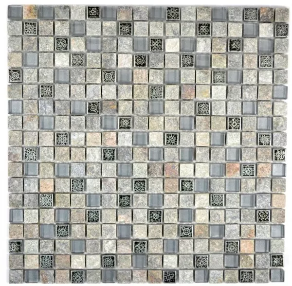 Azulejos de Mosaico Translúcido Gris Vidrio Crystal Piedra Resina Cuarcita