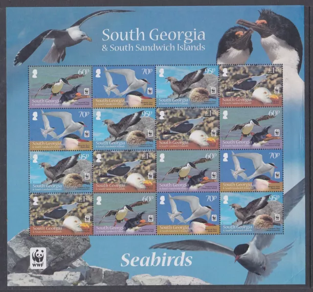 South Georgia Sandwich Islands 2012 Mint MLH Seabirds Sheet Tern Shag Skua WWF