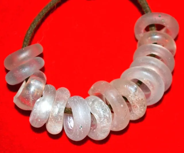 Antique European Mandrel Wound White Glass Beads Traded Into The African Trade