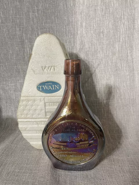 Vintage Wheaton Samuel Clemens Mark Twain Amethyst Iridescent Glass Bottle