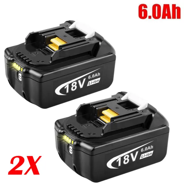 2X 18V 6.0Ah Battery 18V for Makita BL1830 BL1850 BL1860 LITHIUM 194309-1