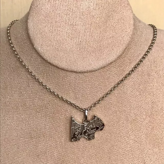 Vintage Sterling Silver  Scottie / Westie Dog Charm Necklace on Rolo Link Chain 3