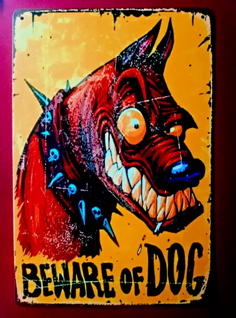 Blechschild - "VORSICHT VOR DEM HUNDE" -"BEWARE OF DOG" - 20 x 30 cm - Neu & Ovp