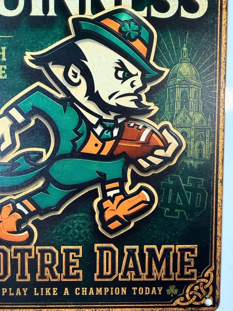 Metallic Beer GUINNESS BEER NOTRE Dame Football Sign - Fighting Irish - College ...