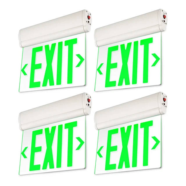 4-Pack LED Edge Lit Exit Sign, with Rotating Clear Panel, Single Acrylic Face