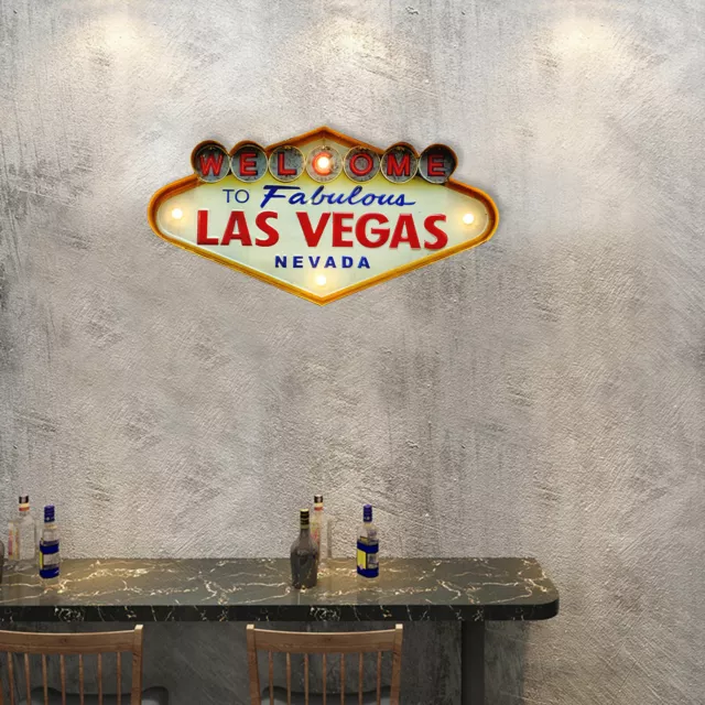 Welcome to Las Vegas Pub Cafe Wall Decor Vintage LED Light Metal Neon Signs