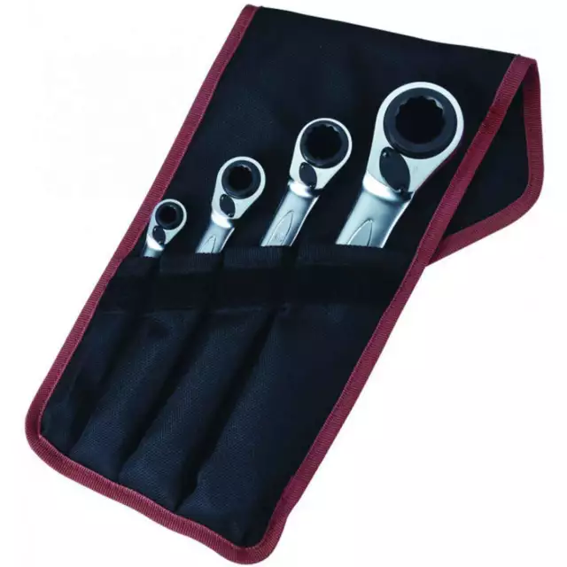 Bahco Ratchet Spanners 4 Piece Reversible Wrenches Socket Nut Work Shop Tool Set 2