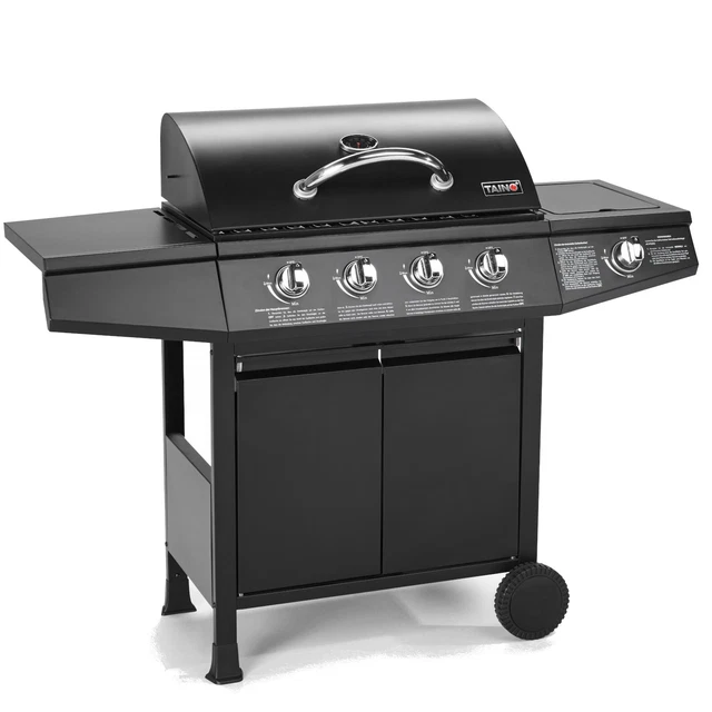 TAINO BASIC 4+1 Gasgrill BBQ GRILLWAGEN Edelstahl Brenner Seitenkocher TÜV Grill