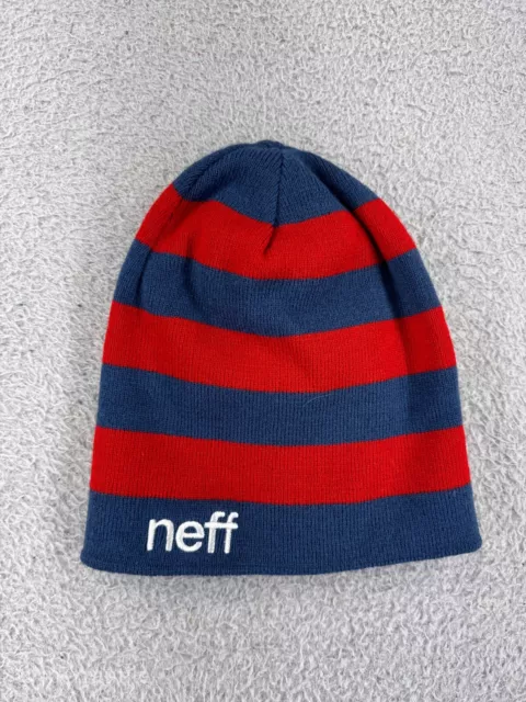 NEFF Beanie Toque Adult Red Blue Knit Acrylic One Size Fits All Ski Snowboard