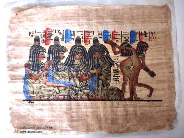 Authentic Hand Painted Ancient Egyptian Papyrus Eternal Dancing- Temple Wall 16"