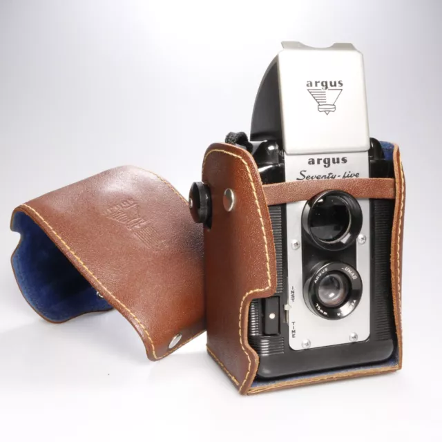 Vintage Argus Seventy-Five TLR Style Camera Black W/ Strap & Case