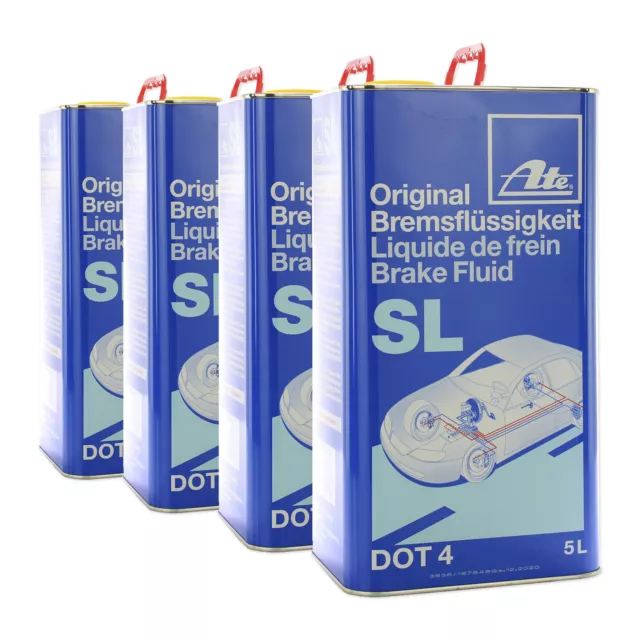 4x ORIGINAL ATE Bremsflüssigkeit Brake Fluid SL DOT4 5 Liter // 03.9901-5803.2