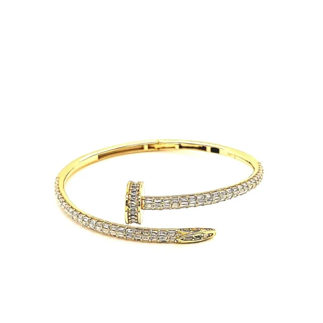 14k Gold plated over 925 Sterling Silver set with CZ Nail Style Bangle