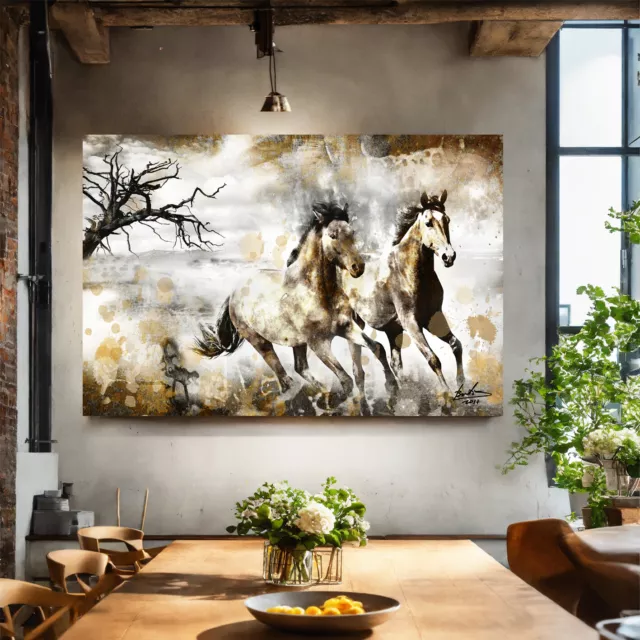 Leinwand Bild Pferd Abstrakt Wandbilder XXL Wohnzimmer Modern Deko Kunst 1078A