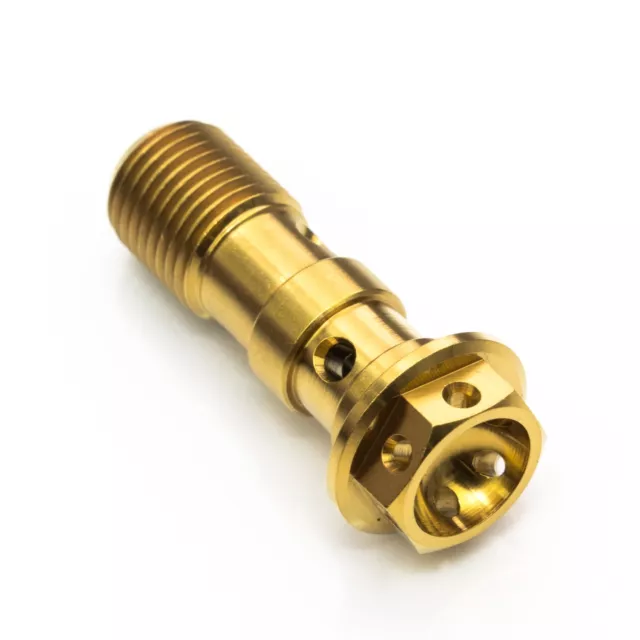 1x Double Gold Titanium Banjo Bolt Screw M10 x 1.0 Brembo Brake 19RCS MC