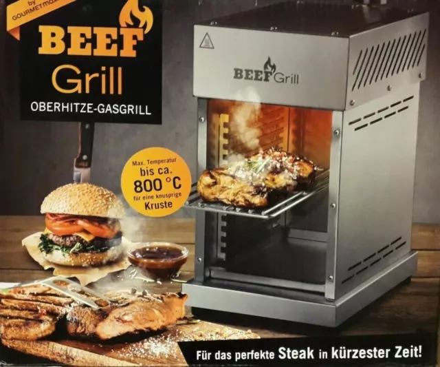 GOURMETmaxx Beef Grill Edelstahl Oberhitze Gasgrill - Silber