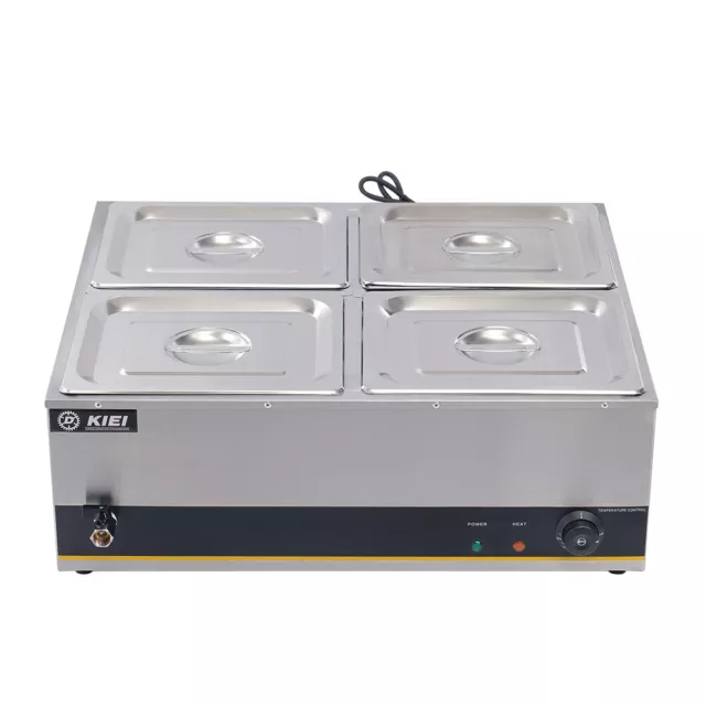 4 Pot Electric Catering Bain Marie Commercial Buffet Wet 1.6kw Heat Food Warmer