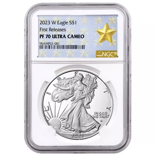 2023-W $1 1-oz Silver Eagle PF70 UC First Releases West Point Gold Star Label