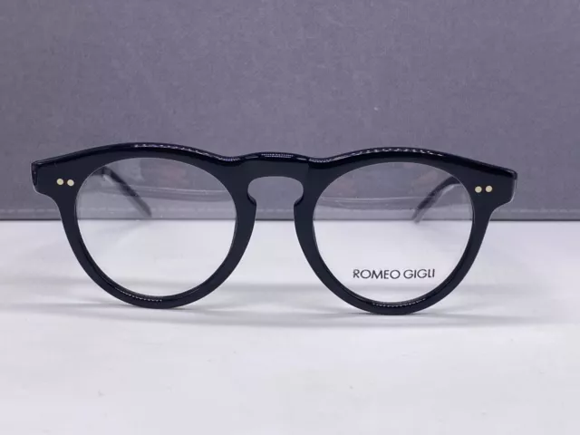 Romeo Gigli Brille Herren Damen Rund Schwarz Panto kleine Gläser Kunststoff RG11