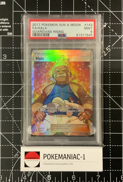 Pokemon - Sun & Moon Guardians Rising - Hala FULL ART 143/145 - MINT PSA 9