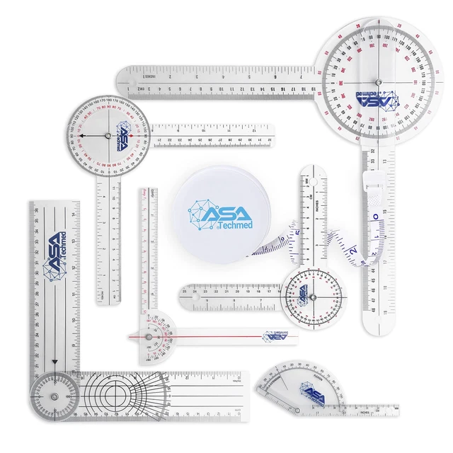 Goniometer Complete Set - 6 Pieces + Body Measuring Tape