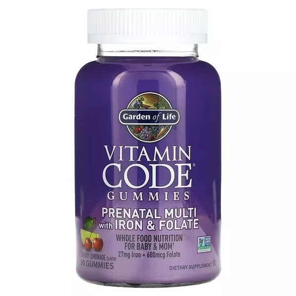 Garden of Life Vitamin Code Prenatal Multi + Iron Folate Gummies 90 Cherry Lemon