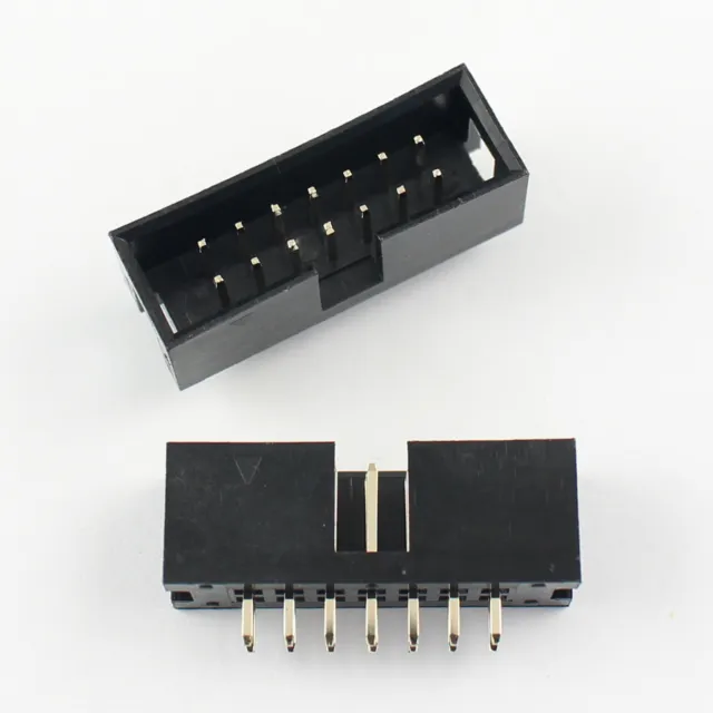 200Pcs 2.54mm 2x7 Pin 14 Pin Straight Male Shrouded Box Header PCB IDC Connector