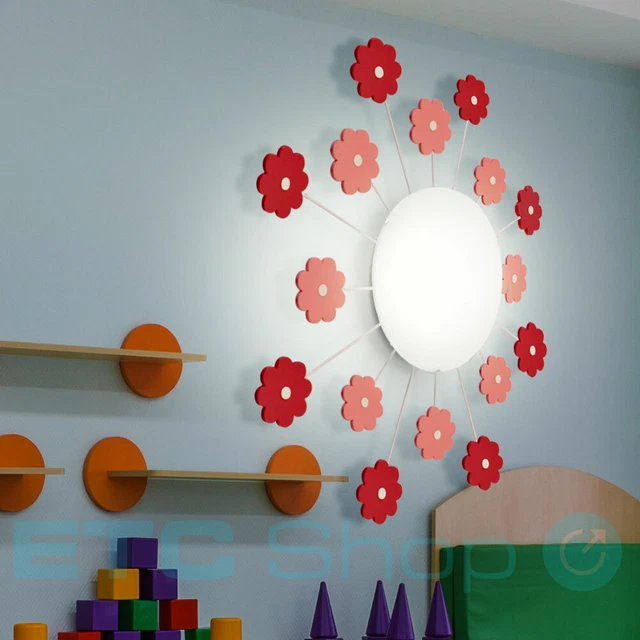 Bambini Coprire Lampada Fiori Rosa Gioco Camera Faretto Parete Metallo Big Luce