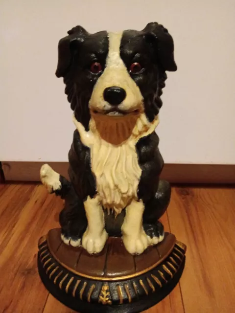Vintage Upper Deck Cast Iron Border Collie Dog Door Stopper / Display Beautiful