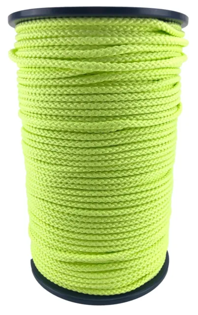 3mm Fluorescent Yellow Polypropylene Braided Poly Rope Cord x 200 Metre Reel