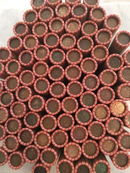 Wheat Penny Roll Lot With Indian Head Ender 1909-1958 Wheat Pennies Fifty Coins