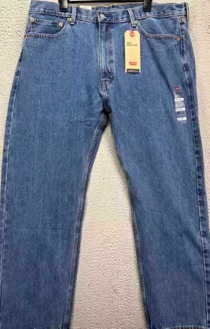 Levis 505 Jeans Mens 42X30 Blue Regular Fit Straight Leg Red Tab Denim Pants NEW