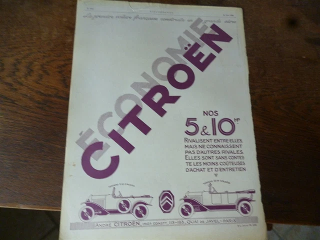 CITROEN 5 et 10 HP torpédo 5 publicité papier l'ILLUSTRATION 1924