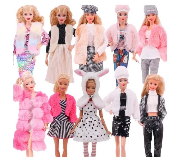 Idea Regalo Set Abbigliamento Accessori Barbie Vestiti Cappotti Pellicce