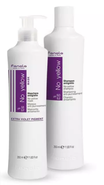 Fanola No Yellow Shampoo 350ml + Conditioner 350ml Purple Blonde Toner DUO PACK 2