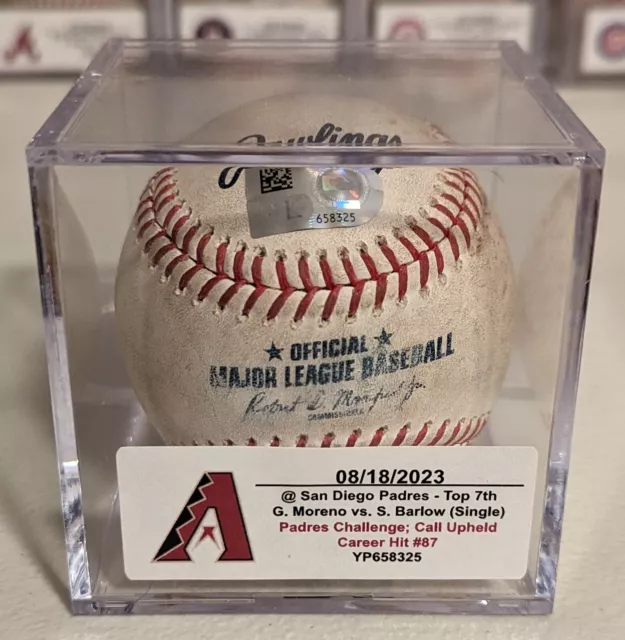 Diamondbacks Gabriel Moreno Career Hit #87 Game Used Single vs Padres 8/18/2023