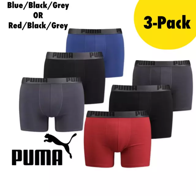 PUMA Men's Cotton Stretch Boxer Briefs Mens Moisture Wicking Underwear 3-Pack