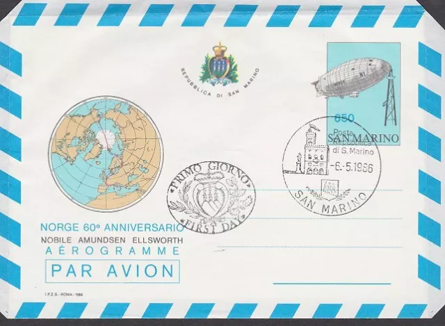 SAN MARINO 1986 650L aerogramme Polar exploration - CTO.....................M977