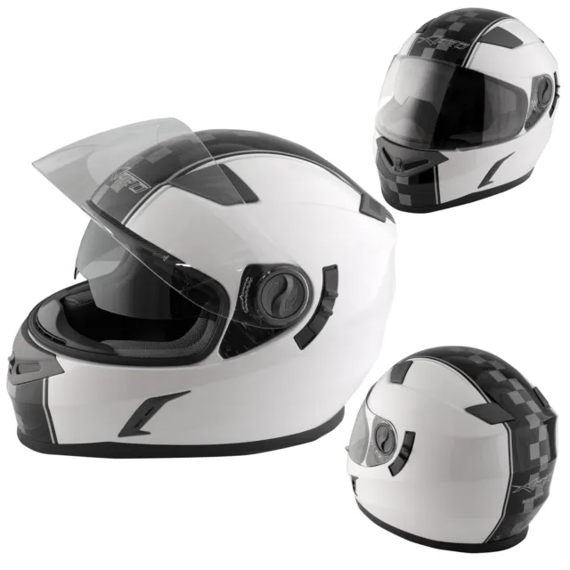 Casque Homologué Integral Moto Scooter Visière Pare Soleil Touring Blanc