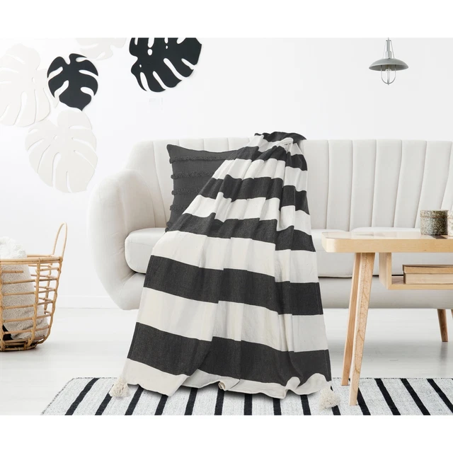 LR Home Cabana Striped Throw Blanket with Tassels