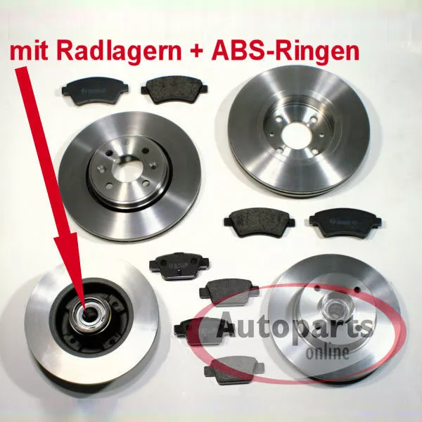 Für Citroen C4 Picasso - Bremsscheiben ABS Ringe Radlager Bremsbeläge vorne hint