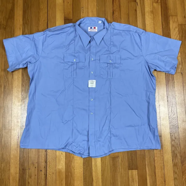 Flying Cross Uniform Shirt Short Sleeve Button Mens 22 5XL Duo Poplin Blue NEW