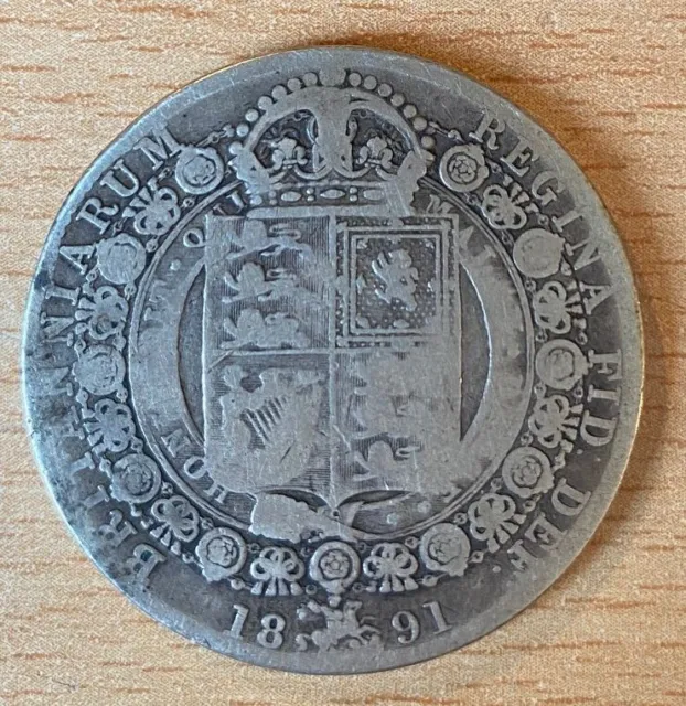 1891 Victoria Silver Half Crown Coin