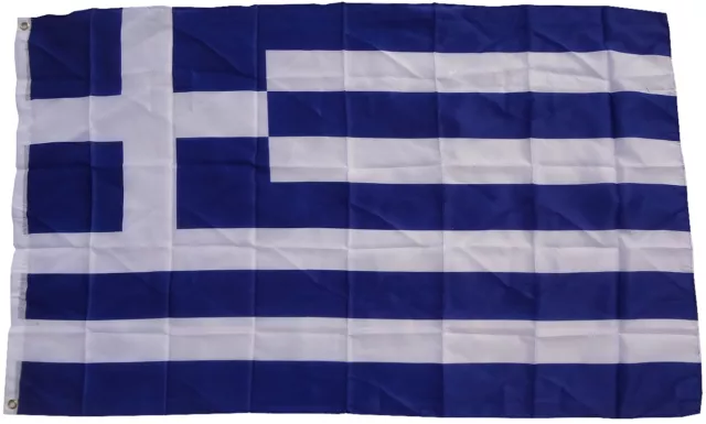 XXL Bandera Grecia 250 X 150CM Con 3 Latón Ojales Copa Del Mundo Em Alzada