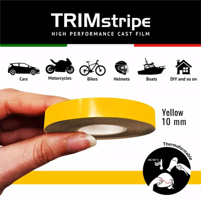 4R Quattroerre.it 10460 Trim Stripes Adhesive Strips for Cars, Neon Yellow,  3 mm x 10 mt