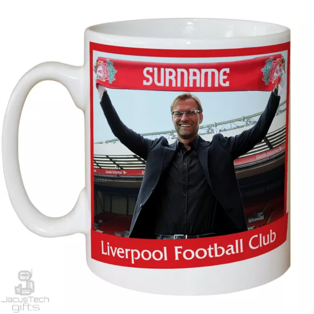 Jurgen Klopp Mug. Personalised Liverpool Cup. Scarf With Your Name. Gift LFC Fan