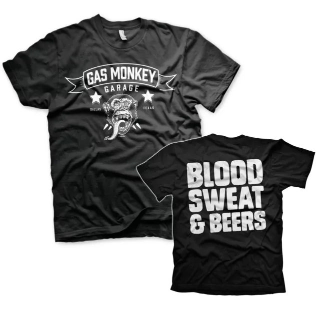 T-shirt sudore ufficiale Gas Monkey Garage GMG Fast N Loud da uomo nera