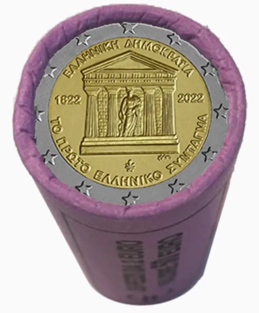 Griechenland Grèce Greece 2 euro 2022 CONSTITUTION UNC coins Roll - 25 coins