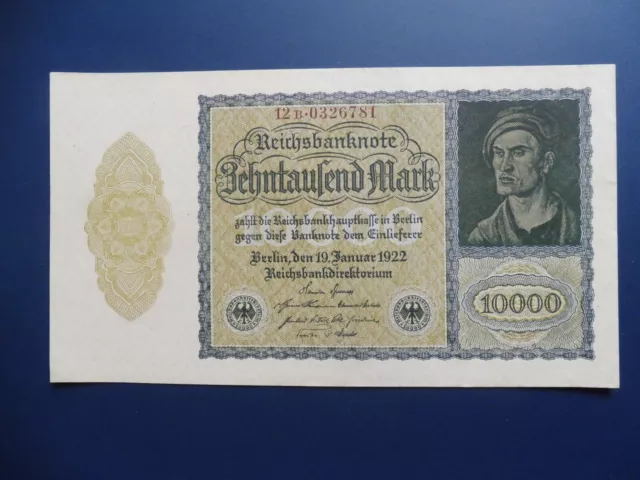 Reichsbanknote  10000 Mark  ( 19.Januar 1922 ) kleinere Ausführung sehr gut