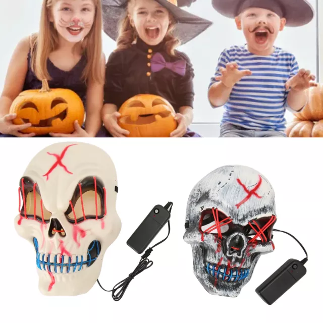 2x Cover Faccia LED 3 Modalità Lampeggianti Accendi Cover Viso Halloween Cover Con Luce Bgs